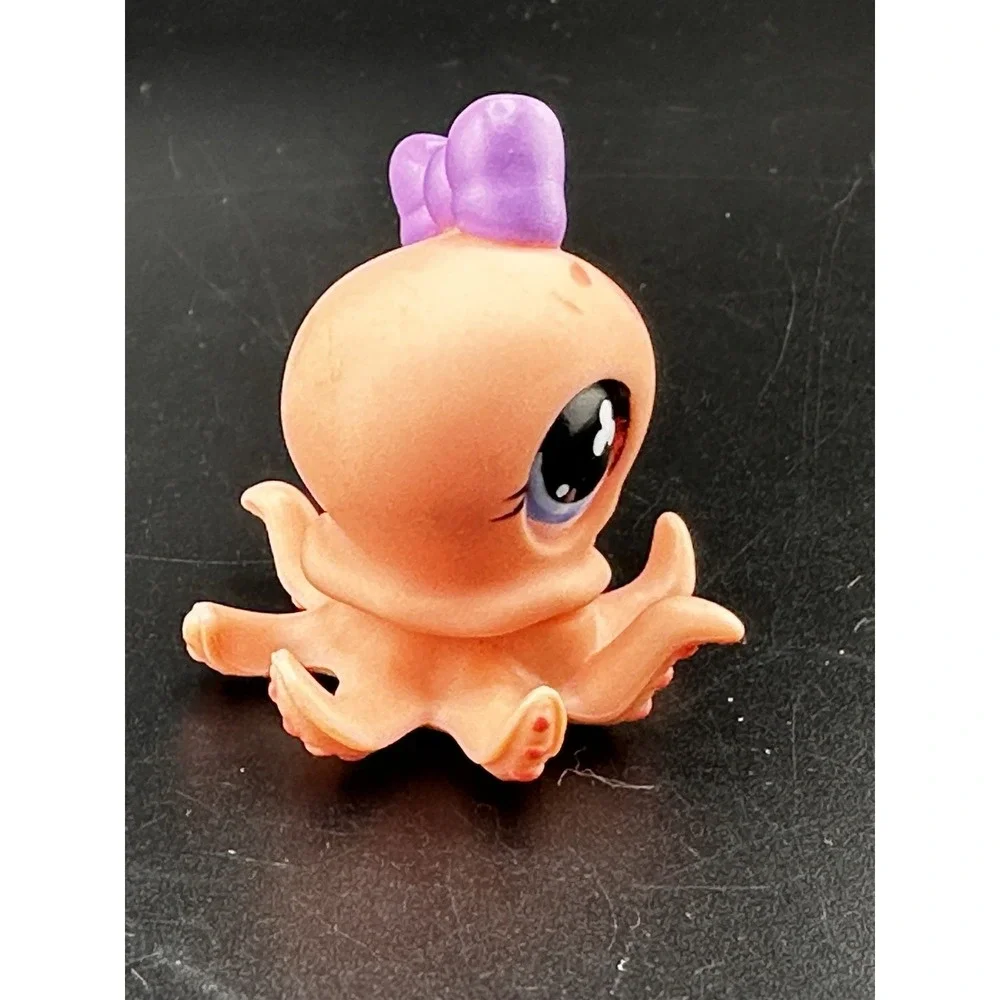 Littlest Pet Shop LPS #513 Pink Octopus with Purple Bow Blue Eyes‎ Authentic